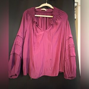 Ramy Brook Magenta Blouse with Ruffle Details